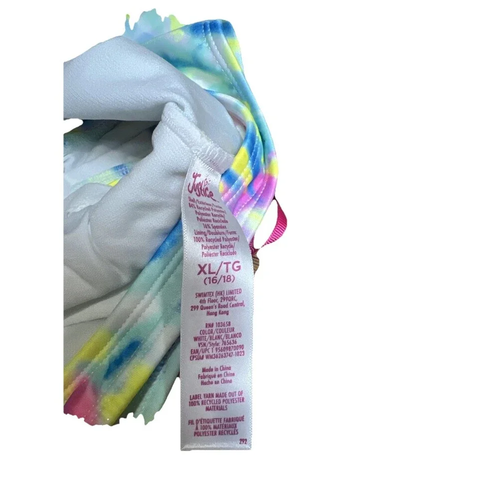 Justice Girls Size XL 16/18 Justice Tie Dye Peace Surf Club 1-Pc Swimsuit New